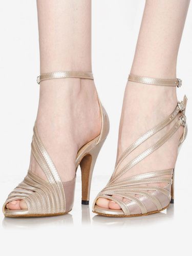 Chaussures de danse latine en cuir PU léger abricot bout pointu chaussures de danse à boucle - milanoo.com - Modalova
