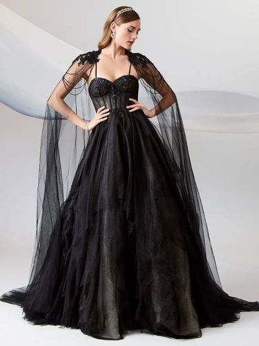 Robes de mariée A-ligne sans manches en dentelle avec train Robe de mariée Personnalisation gratuite - milanoo.com - Modalova