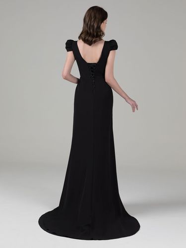 Robes de mariée sirène manches courtes dentelle stretch crêpe balayage robe de mariée personnalisation gratuite - milanoo.com - Modalova