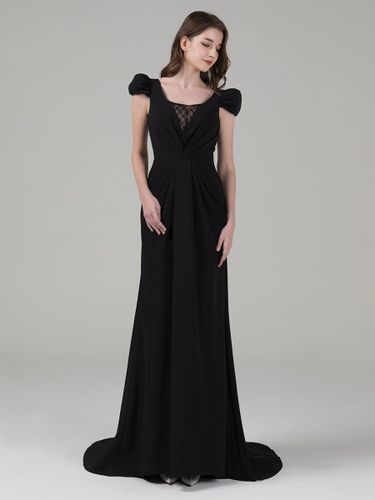 Robes de mariée sirène manches courtes dentelle stretch crêpe balayage robe de mariée personnalisation gratuite - milanoo.com - Modalova
