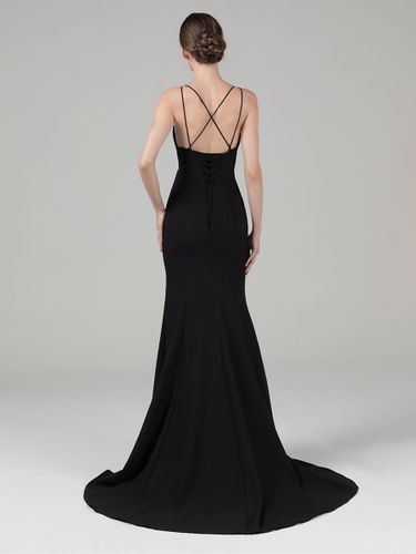 Robes de mariée Stretch crêpe sirène sans manches découpées avec train robe de mariée personnalisation gratuite - milanoo.com - Modalova