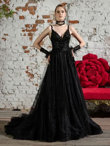 Robes de mariée dentelle A-ligne sans manches tribunal train robe de mariée personnalisation gratuite - milanoo.com - Modalova