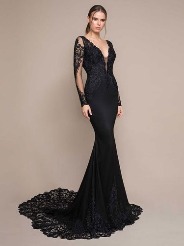 Robes de mariée sirène manches longues dentelle Court Train robe de mariée personnalisation gratuite - milanoo.com - Modalova