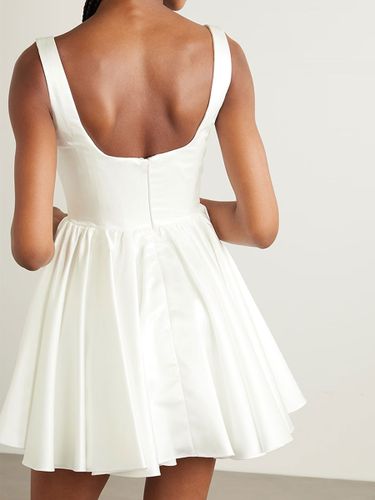 Robe de mariée courte Robe de mariage civil col carré au dessus de genoux - milanoo.com - Modalova