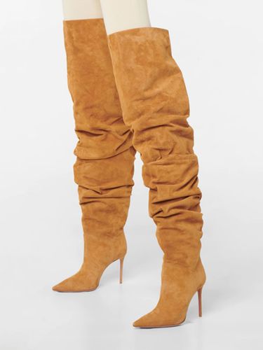 Cuissardes s Bout Pointu Talon Aiguille Suède Cuir - milanoo.com - Modalova