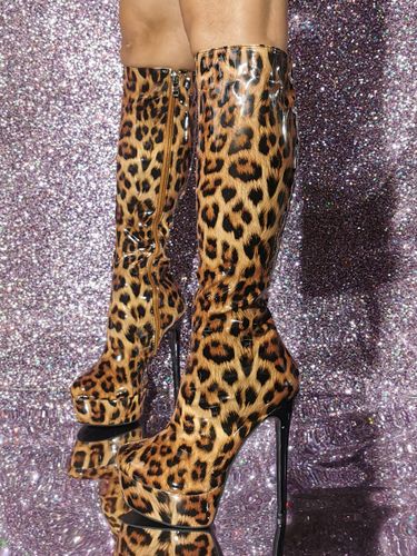 Bottes hautes à talon aiguille en PU verni chaussuress - milanoo.com - Modalova