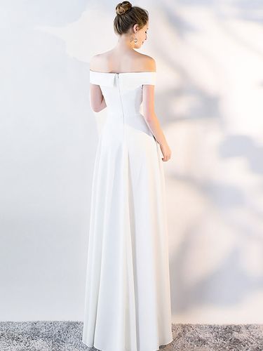 Robes De Soirée Robe Semi-formelle Blanche À Col Bateau Robe Longue - milanoo.com - Modalova