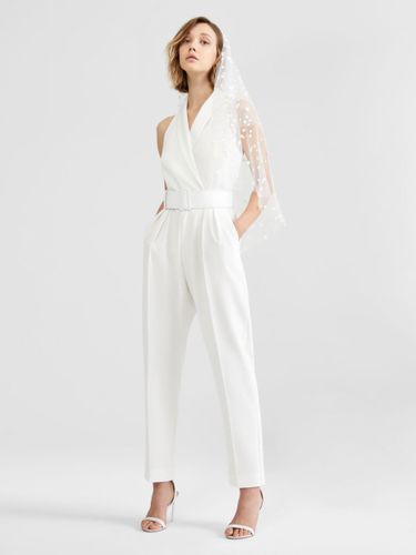 Combinaison de mariée ivoire 2026 col V dos nu avec ceinture tenue de mariage - milanoo.com - Modalova