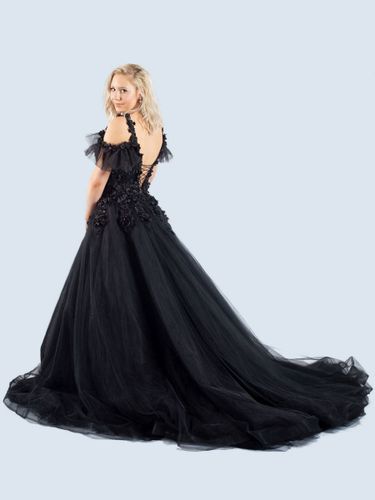 Robes de mariée gothiques A-ligne sans manches en dentelle avec train Robe de mariée Personnalisation gratuite - milanoo.com - Modalova