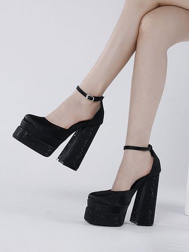 Escarpins À Plateformes En Satin À Bout Carré Chaussures De Soirée À La Cheville - milanoo.com - Modalova