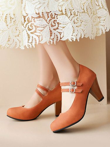 Escarpins en cuir PU Talons mi-bas Boucle Talon épaiss - milanoo.com - Modalova