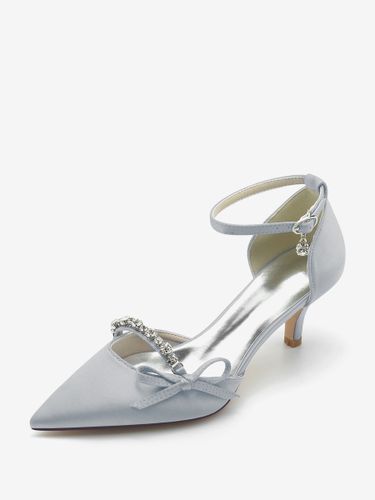 Chaussures de mariage en satin Bout pointu Strass Bow Escarpins de mariée - milanoo.com - Modalova