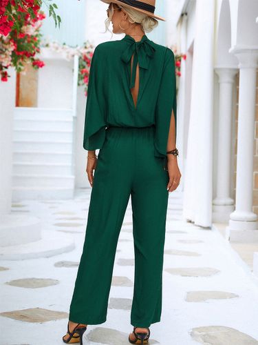 Tenue Une Pièce D'été Droite Plissée À Col Montant Manches 3/4 Combinaison à Soirée - milanoo.com - Modalova