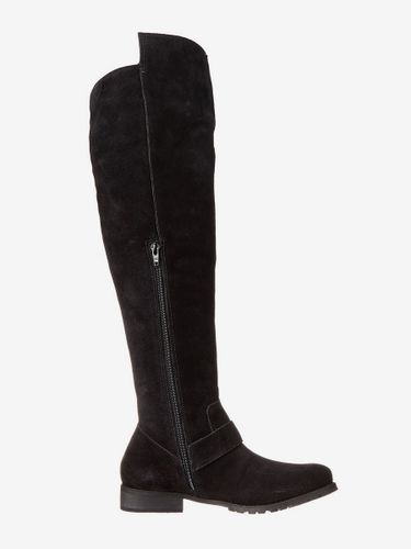Bottes Plates En Daim À Bout Rond Détail De Boucle Cuissardes - milanoo.com - Modalova
