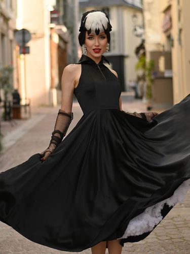 Robes de mariée a-ligne sans manches en tissu satiné robe de mariée longueur thé - milanoo.com - Modalova