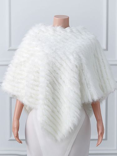 Enveloppes de mariage blanches à col haut couverture de mariée en fausse fourrure - milanoo.com - Modalova