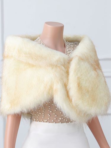 Couverture de mariage en fausse fourrure hauts couverture de mariée - milanoo.com - Modalova