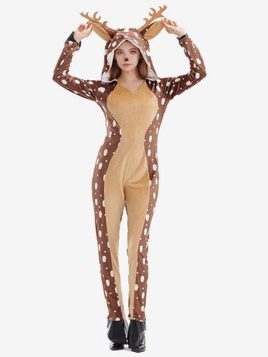 Combinaison Pyjamas Kigurumi Noël À Capuche En Polyester Déguisement Noël - milanoo.com - Modalova
