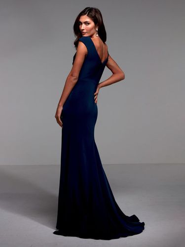 Robe de soirée pour mère de la mariée col en v manches courtes détails en dentelle robes d\'invitées sirène pour mariage - milanoo.com - Modalova