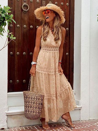 Robe longue;robe ;robe fleurie;robe chic;robe de plage;bon prix robe;robe ete;robe maxi - milanoo.com - Modalova