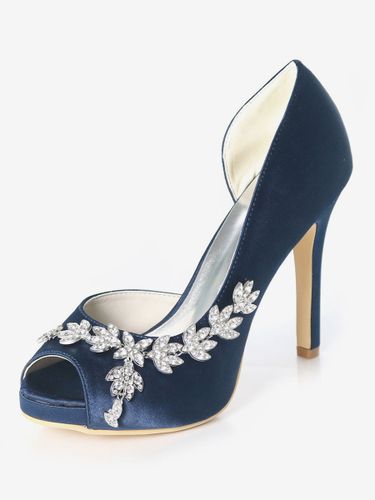 Chaussures mariée ivoire en satin bout ouvert talon haut - milanoo.com - Modalova