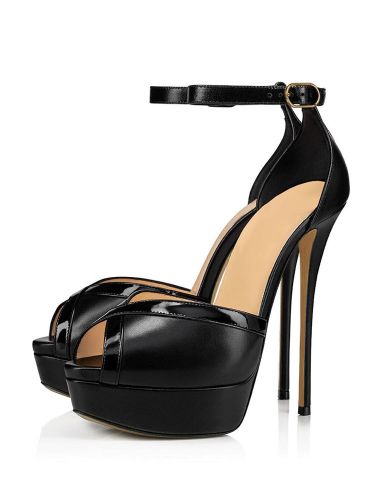 Sandales de Soirée à Talons Hauts avec Bout Ouvert à Lacets Unicolore - milanoo.com - Modalova