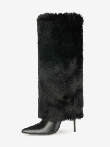 Bottes au Genou à Talons Hauts avec Bout Pointu en Cuir Synthétique Unicolore - milanoo.com - Modalova