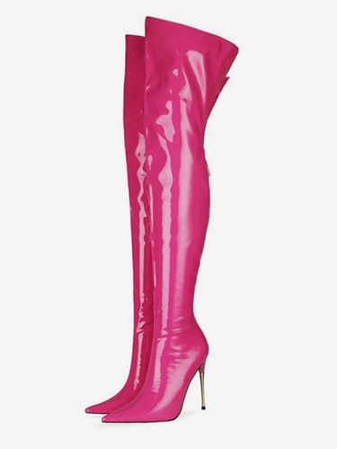 Cuissardes à talons hautss en cuir verni Cuir brillant - milanoo.com - Modalova