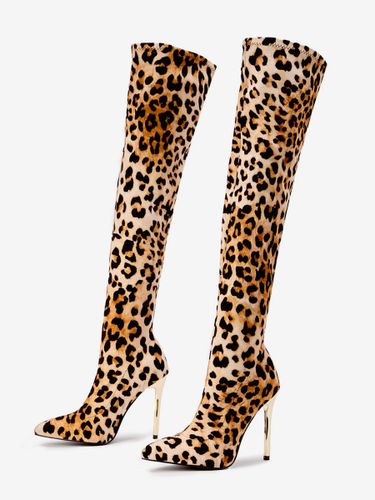 Cuissardes à Talons Hauts avec Bout Rond Bicolores - milanoo.com - Modalova
