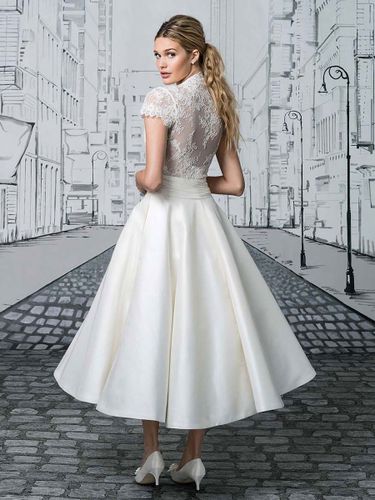 Robe de mariée courte; robe de mariée vintage - milanoo.com - Modalova