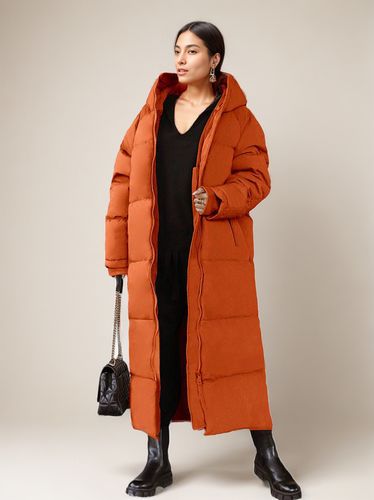 Manteaux Doudounes Orange Capuche Fermeture Éclair Manches Longues - milanoo.com - Modalova