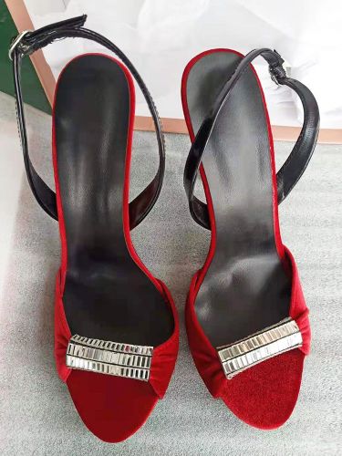 Sandales En Velours Chaussures De Soirée Talons Hauts À Bout Ouvert Bride - milanoo.com - Modalova