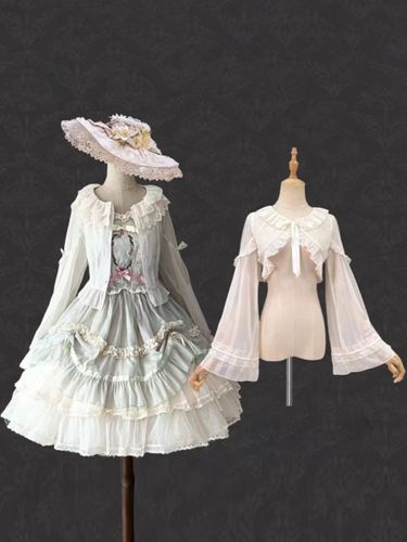 Sweet Ecru Blanc Manches Longues Volants - milanoo.com - Modalova