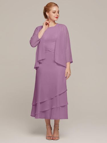 Robe de soirée pour mère de la mariée col bijou sans manches deux pièces à volants robes d\'invitées de mariage - milanoo.com - Modalova