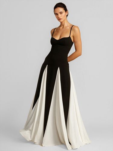 Robe longue plissée à bretelles spaghetti de couleur contrastées 2026 - milanoo.com - Modalova