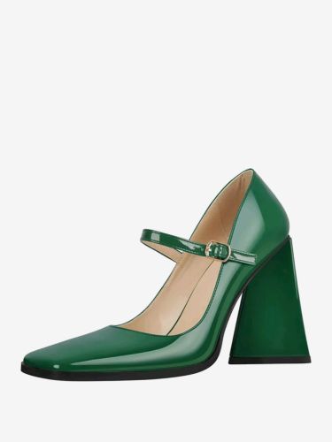 Escarpins à talons s escarpins à boucle à enfiler bout carré chic talon épais cuir PU - milanoo.com - Modalova