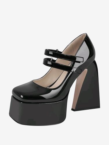 Escarpins à talons hauts s chaussures à boucle chics bout carré talon épais cuir PU - milanoo.com - Modalova