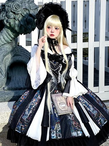 Robes Gothiques Lolita Dentelle Perles Jacquard - milanoo.com - Modalova