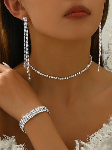Ensemble de bijoux pour mariage magnifique zircone cubique en métal percé - milanoo.com - Modalova