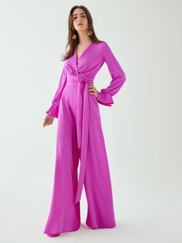 Robe de soirée combinaison col en V longueur au sol ceinture robes de soirée sociale - milanoo.com - Modalova