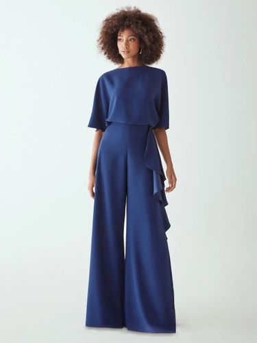 Robe de mariée pour mère col bijou demi-manches combinaison à volants robes d\'invitées de mariage - milanoo.com - Modalova