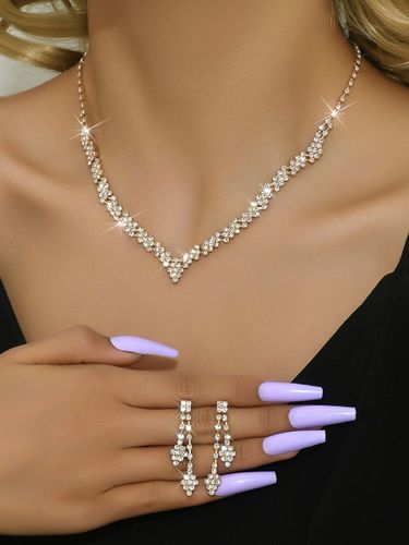 Ensemble de bijoux de mariage tendance en métal percé avec diamants chic - milanoo.com - Modalova