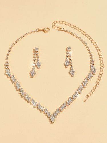 Ensemble de bijoux de mariage tendance en métal percé avec diamants chic - milanoo.com - Modalova