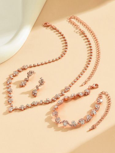 Ensemble de bijoux de mariage tendance avec beau diamant en métal - milanoo.com - Modalova