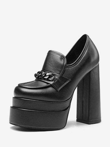 Mocassins à plateformes escarpins à enfiler à talon épais - milanoo.com - Modalova