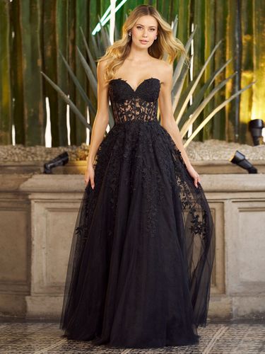Charmante avec robe de soirée longue au sol et décolleté en cœur en dentelle - milanoo.com - Modalova