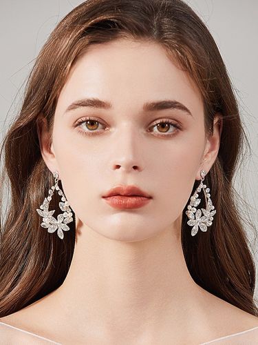 Boucles d\'oreilles de mariage en strass et métal percé bijoux de mariée - milanoo.com - Modalova