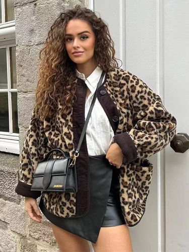 Veste léopard poches boutons décontracté automne printemps vestess - milanoo.com - Modalova