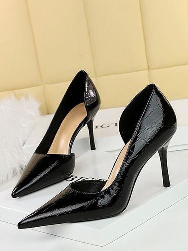 Escarpins chics à talonss bout pointu talon aiguille en PU verni - milanoo.com - Modalova