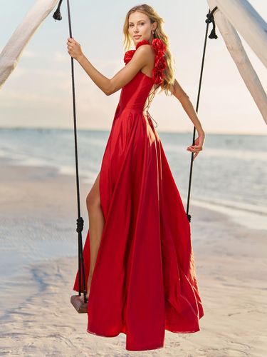 Robe de bal en taffetas col en cœur ligne a sans manches fleurs robes de soirée - milanoo.com - Modalova